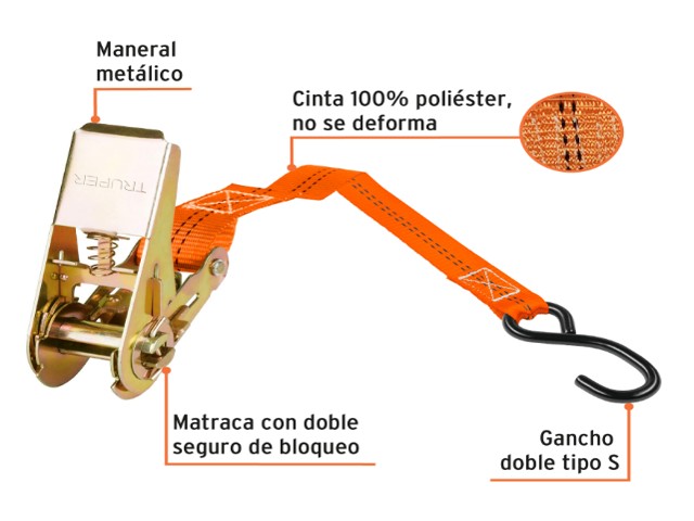 JUEGO DE 2 SUJETADORES CON MATRACA CARGA MÁXIMA 675 KG 19281 - Image 2
