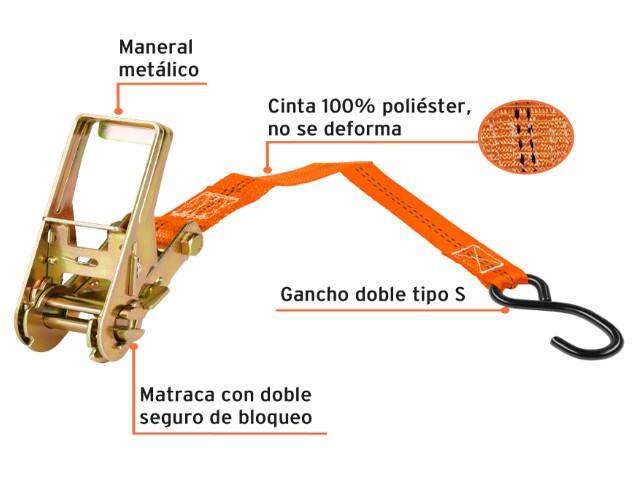 JUEGO DE 2 SUJETADORES CON MATRACA CARGA MÁXIMA 1125 KG 19282 - Image 2