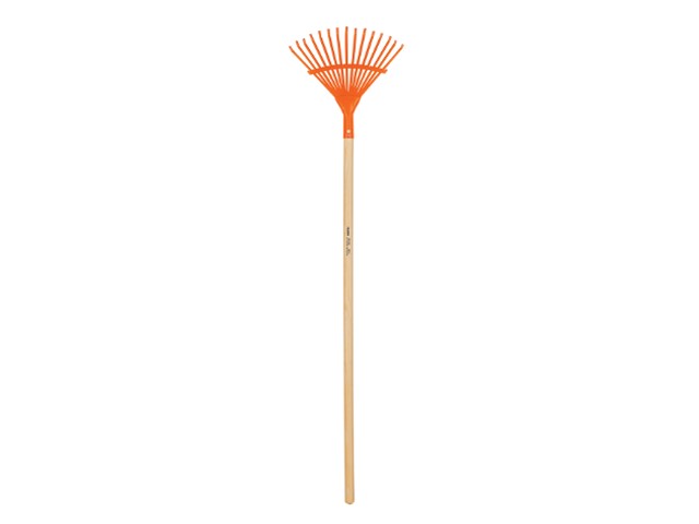 ESCOBA METÁLICA PARA JARDÍN, CURVA, 15 DIENTES, MANGO 48″    19678