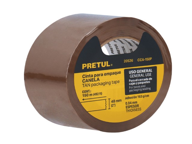 CINTA DE EMPAQUE 48 MM X 150 M CANELA, PRETUL   20526