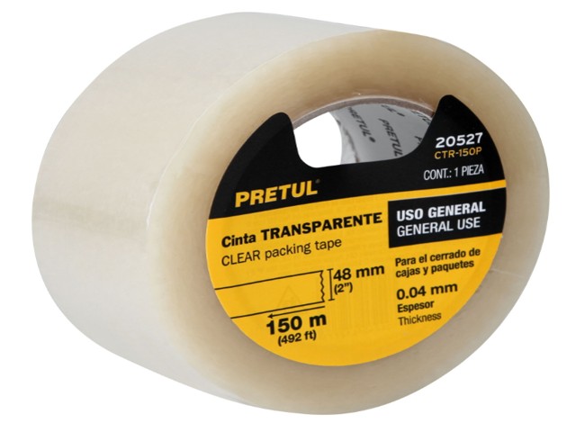 CINTA DE EMPAQUE 48 MM X 150 M TRANSPARENTE, PRETUL   20527