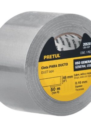 CINTA PARA DUCTO 50M X 48MM, ESPESOR 0.16MM, PRETUL  20530