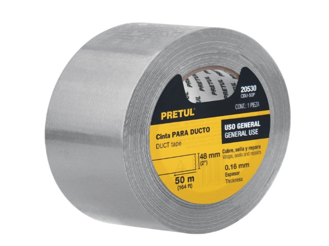 CINTA PARA DUCTO 50M X 48MM, ESPESOR 0.16MM, PRETUL  20530