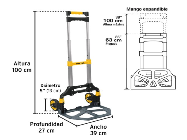 DIABLO DE CARGA, PLEGABLE, 100 KG, PRETUL 24127 - Image 2