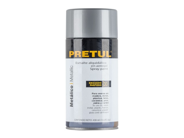 PINTURA EN AEROSOL METALICA, PLATA,400ML, PRETUL  27174