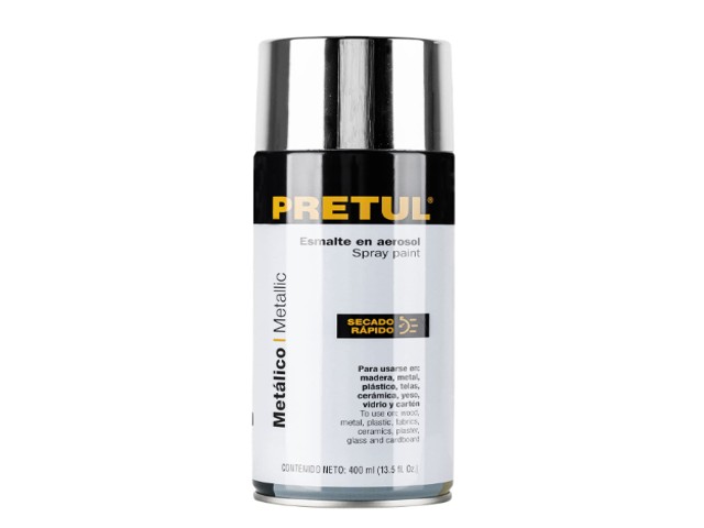 PINTURA EN AEROSOL METÁLICA, CROMO, 400ML, PRETUL  27177