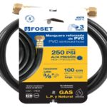 MANGUERA PARA GAS, PVC NEGRA, 3/8"X1 M, C/CONEXIÓN, FOSET  40074