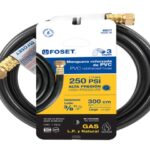 MANGUERA PARA GAS, PVC NEGRA, 3/8"X3 M, C/CONEXIÓN, FOSET  40077