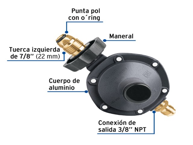 REGULADOR DE GAS 1 VÍA CON MANERAL, BAJA PRESIÓN, FOSET 40709 - Image 2