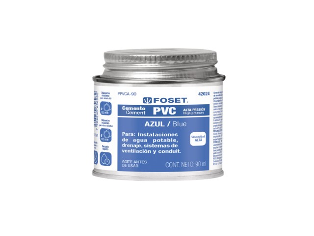 CEMENTO AZUL PARA PVC EN BOTE DE 90 ML, ALTA PRESIÓN, FOSET  42024