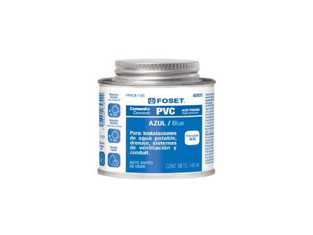 CEMENTO P/PVC, AZUL, ALTA PRESION, LATA 145ML, FOSET  42025
