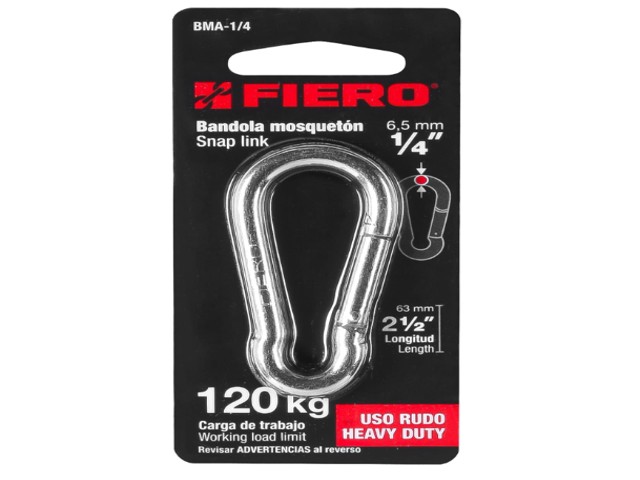 BANDOLA MOSQUETÓN DE ACERO 1/4″, FIERO  44038