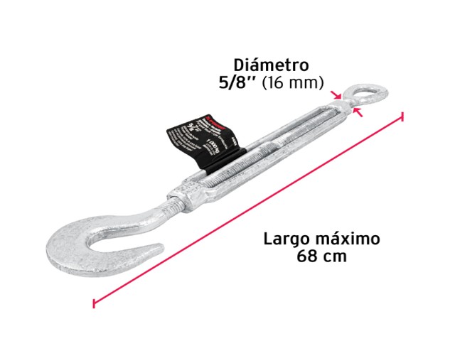 TENSOR FORJADO 5/8″ GANCHO-ARGOLLA, FIERO  44068