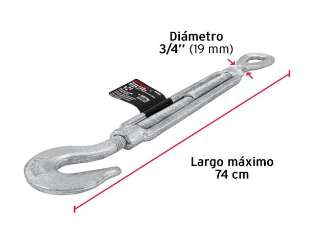 TENSOR FORJADO 3/4″ GANCHO-ARGOLLA, FIERO  44069