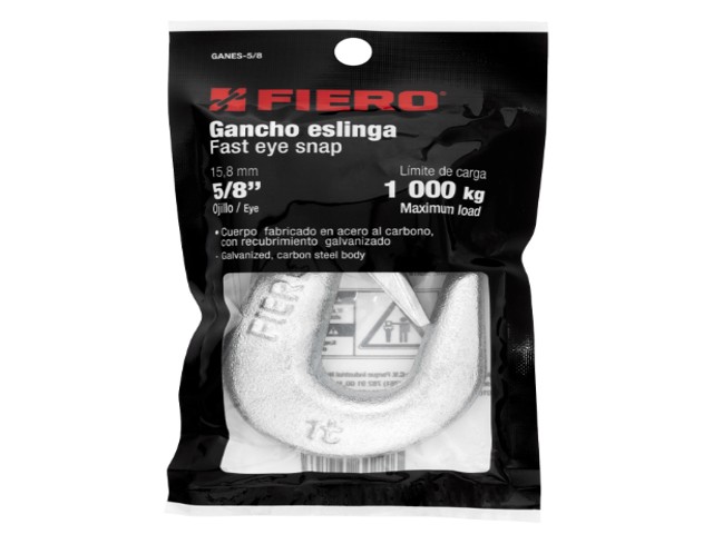 GANCHO ESLINGA DE ACERO FORJADO 5/8″, CARGA 1000 KG, FIERO  44076