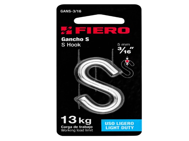 GANCHO “S” DE 3/16″ DE ACERO PARA CABLE, FIERO  44091