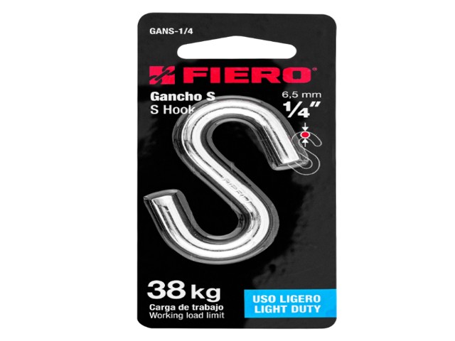 GANCHO “S” DE 1/4″ DE ACERO PARA CABLE, FIERO  44092