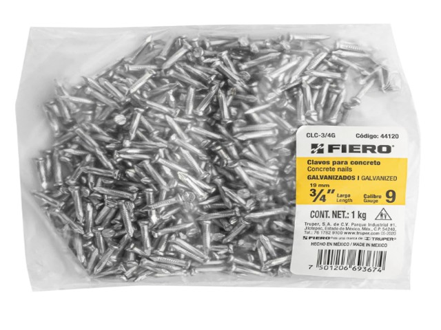 BOLSA CON 1 KG DE CLAVOS PARA CONCRETO GALVANIZADOS 3/4″  44120