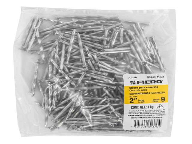 BOLSA CON 1 KG DE CLAVOS PARA CONCRETO GALVANIZADOS 2″  44123