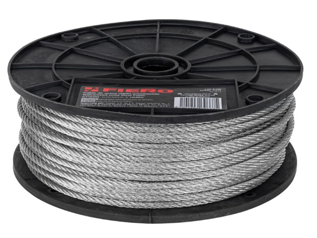 METRO DE CABLE RÍGIDO 3/16″ DE ACERO 7X7 HILOS, 75 M, FIERO  44206