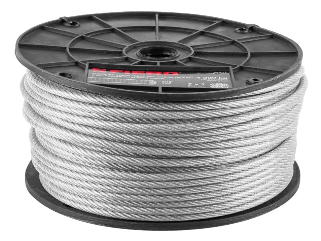 METRO DE CABLE RÍGIDO 3/16″ ACERO 7X7 RECUBIERTO PVC, 75 M  44217