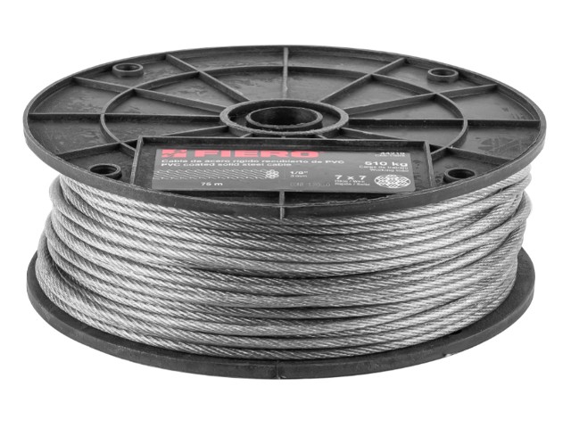 METRO DE CABLE RÍGIDO 1/8″ ACERO 7X7 RECUBIERTO PVC, 75 M  44219XM