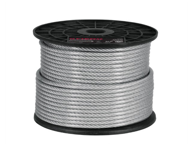 METRO CABLE FLEXIBLE 3/16″ ACERO 7X19 RECUBIERTO PVC, 75 M  44223