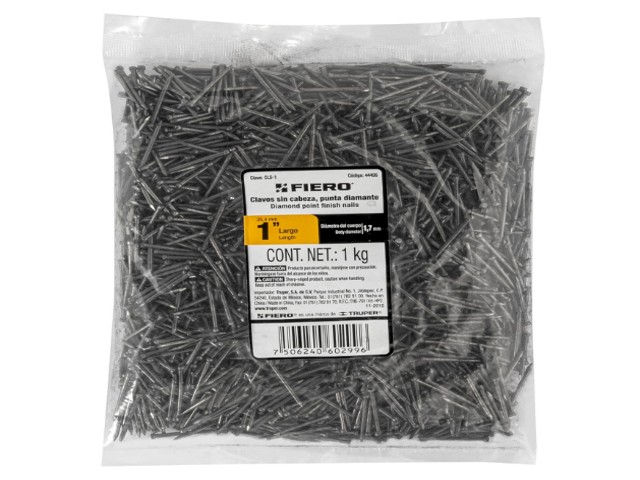 BOLSA CON 1 KG DE CLAVO ESTÁNDAR 1″ SIN CABEZA, FIERO  44495