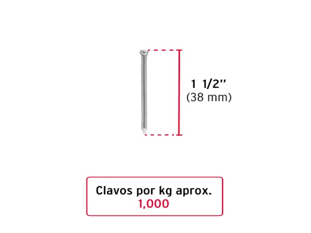 BOLSA CON 1 KG DE CLAVO ESTÁNDAR 1-1/2" SIN CABEZA, FIERO 44496 - Image 2