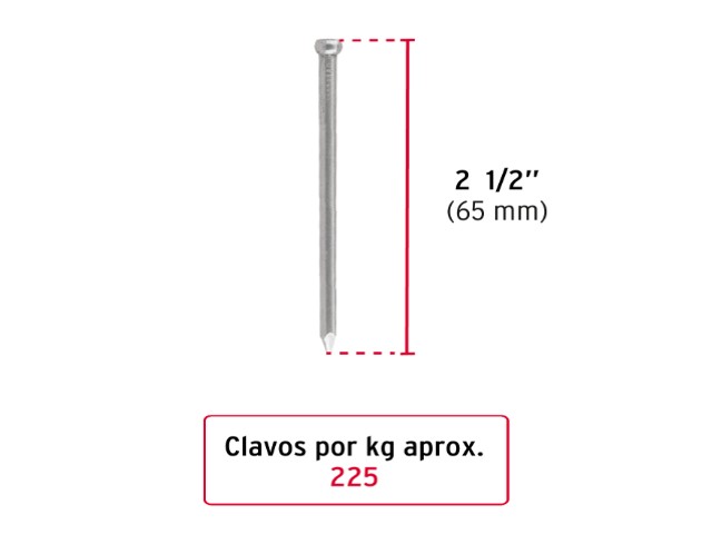 BOLSA CON 1 KG DE CLAVO ESTÁNDAR 2-1/2" SIN CABEZA, FIERO 44498 - Image 2