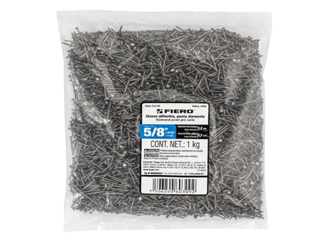 BOLSA CON 1 KG DE CLAVOS ALFILERILLOS DE 5/8″ CON CABEZA  44500