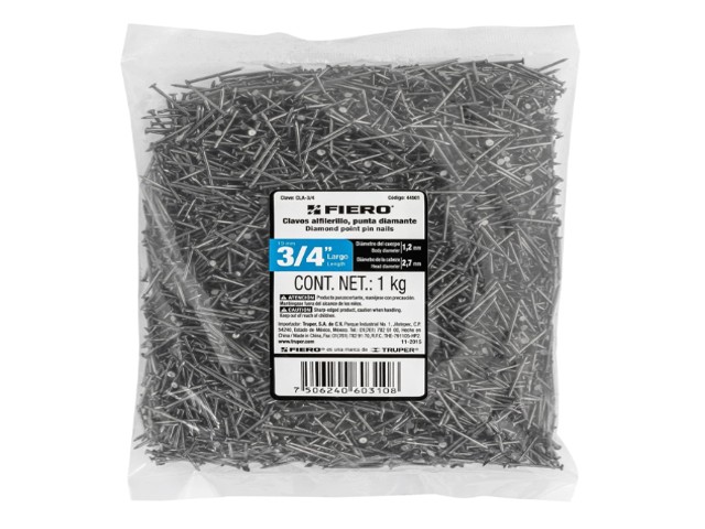 BOLSA CON 1 KG DE CLAVOS ALFILERILLOS DE 3/4″ CON CABEZA  44501