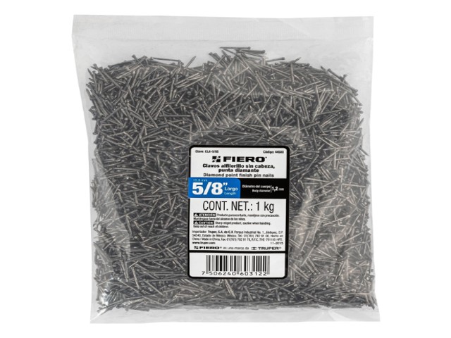 BOLSA CON 1 KG DE CLAVOS ALFILERILLOS DE 5/8″ SIN CABEZA  44503