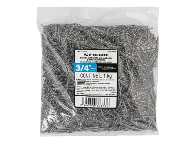 BOLSA CON 1 KG DE CLAVOS ALFILERILLOS DE 3/4″ SIN CABEZA  44504