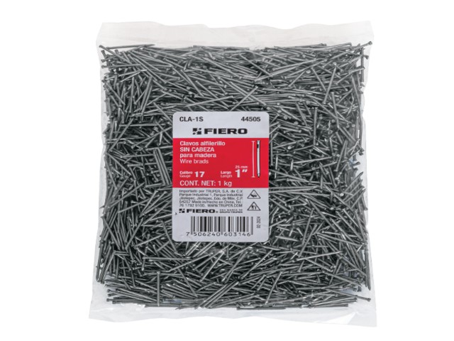BOLSA CON 1 KG DE CLAVOS ALFILERILLOS DE 1″ SIN CABEZA  44505
