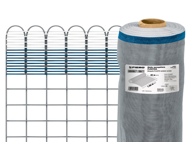 METRO DE MALLA MOSQUITERA PLÁSTICA, 1.50 X 30 M, GRIS  44962XM