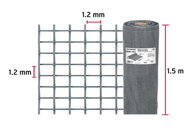 METRO DE MALLA MOSQUITERA, FIBRA DE VIDRIO, GRIS, 1.50 X 30  44983XM