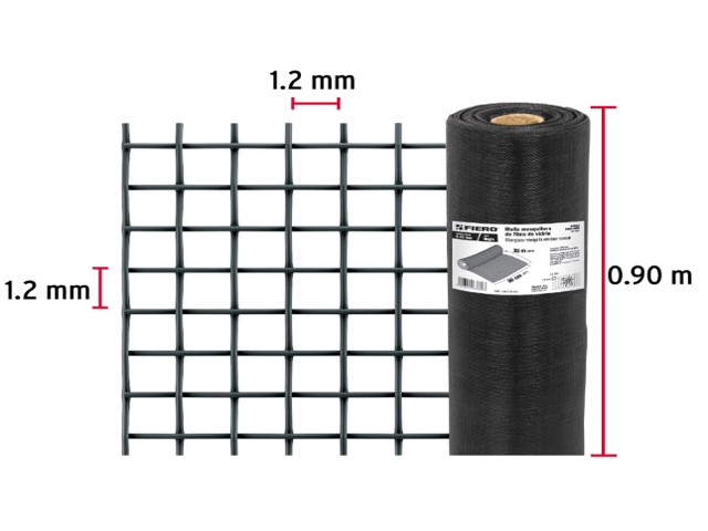 METRO DE MALLA MOSQUITERA, FIBRA DE VIDRIO, NEGRA, 0.90 X 30  44994XM