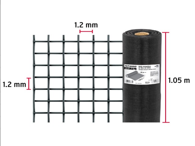 METRO DE MALLA MOSQUITERA, FIBRA DE VIDRIO, NEGRA, 1.05 X 30  44995XM
