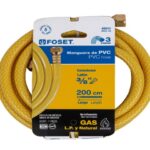 MANGUERA PARA GAS, PVC AMARILLA, 3/8"X2 M, C/CONEXIÓN, FOSET  45011