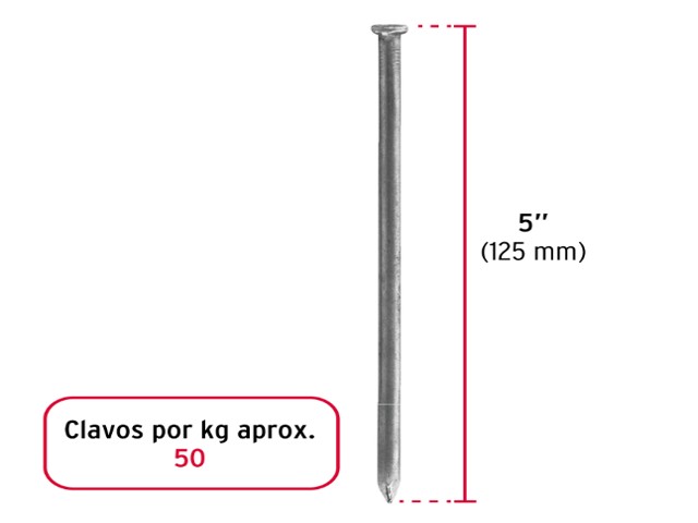 BOLSA CON 1 KG DE CLAVO ESTÁNDAR 5" CON CABEZA, FIERO 45026 - Image 2