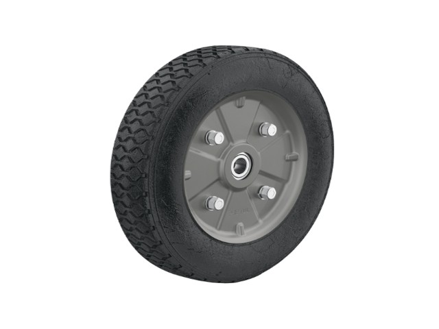 RUEDA DE HULE SÓLIDO 10″ PARA DIABLO, DOBLE BALERO, PRETUL  45035