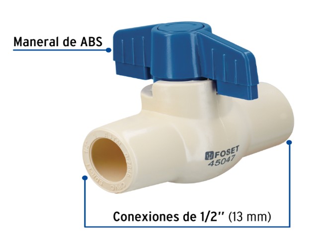 VÁLVULA DE ESFERA DE CPVC 1/2″, FOSET  45047