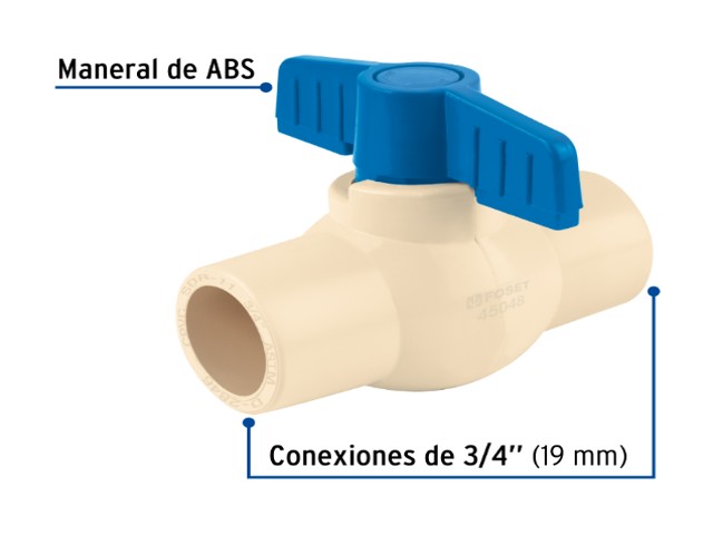 VÁLVULA DE ESFERA DE CPVC 3/4″, FOSET   45048