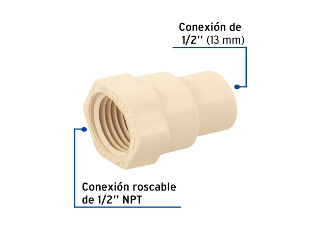 CONECTOR 1/2 HEMBRA DE CPVC FOSET  45101