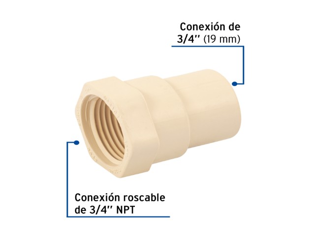 CONECTOR 3/4 HEMBRA DE CPVC FOSET  45102