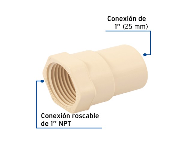 CONECTOR HEMBRA DE CPVC 1″, FOSET  45103