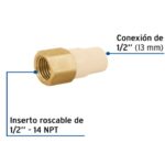 ADAPTADOR HEMBRA DE CPVC 1/2" CON INSERTO METÁLICO, FOSET  45107