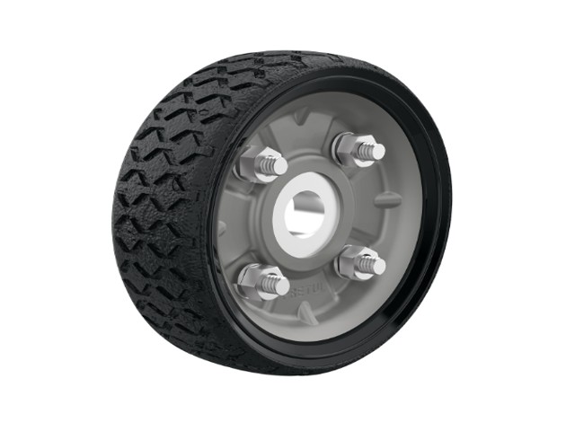 RUEDA DE HULE SÓLIDO 4-1/2″ PARA DIABLO, UN BALERO, PRETUL  45476