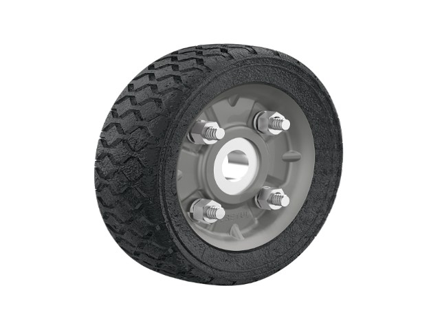 RUEDA DE HULE SÓLIDO 5″ PARA DIABLO, UN BALERO, PRETUL  45478